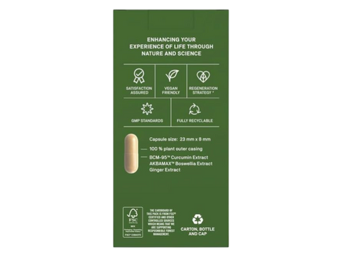 Natroceutics Curcumin Complex BCM-95 and Gingerol 60 Capsules side view of box with product details