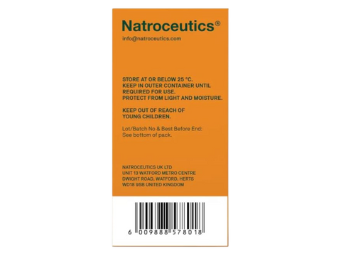 Natroceutics Curcumin Fortified 60 Capsules back view of box showing supplement facts ingredients and barcode