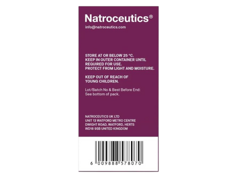 Natroceutics Quercetin Bioactive with Quercefit 60 Capsules back view of box showing supplement facts ingredients and barcode