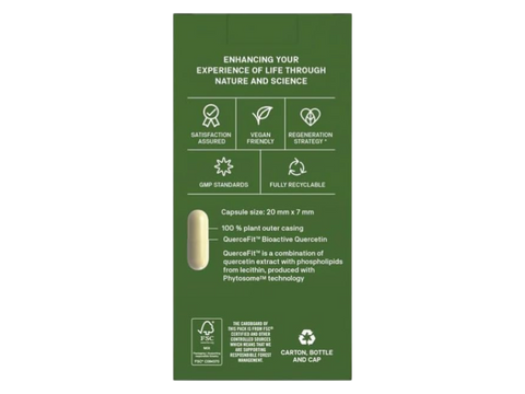 Natroceutics Quercetin Bioactive with Quercefit 60 Capsules side view of box with product details