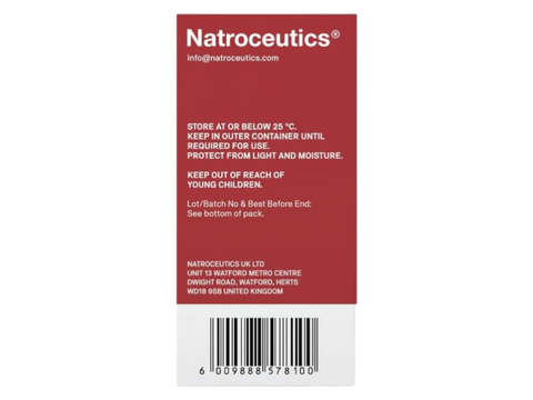 Natroceutics Saffron Bioactive 30 Capsules back view of box showing supplement facts ingredients and barcode