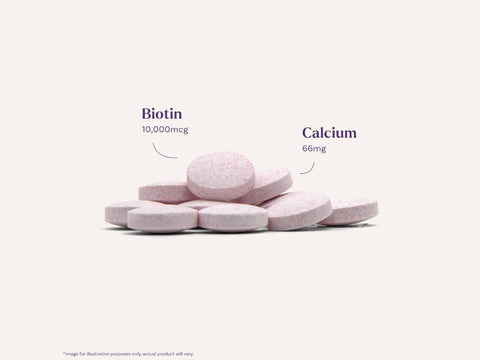 Single Natrol Biotin tablet with bottle, daily supplement example.