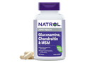 White bottle of Natrol Glucosamine Chondroitin and MSM tablets, 150 count, on a clean white background.