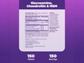 Supplement facts label and instructions for Natrol Glucosamine Chondroitin MSM joint support tablets.