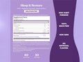 Back: Nutritional info & directions for Natrol Sleep & Restore Gummies.