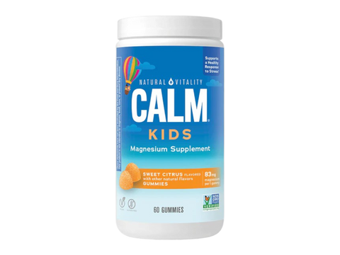 Natural Vitality CALM Kids Magnesium Gummies Sweet Citrus Supplement Bottle 60 Gummies Front View