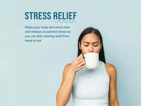 Natural Vitality CALM MIND Magnesium plus L-Theanine Drink Mix Honey Chamomile Lifestyle Image Supports Calm Mind and Relaxation 168g Powder