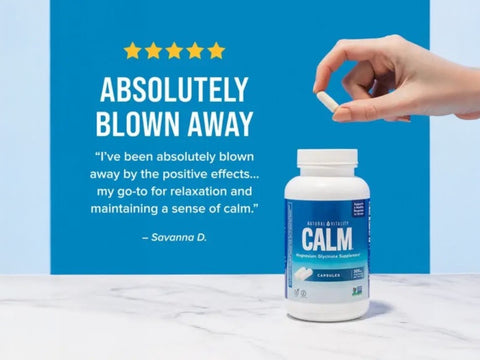 Natural Vitality CALM Magnesium Glycinate 325mg Capsules Customer Review Lifestyle Image 120 Vegan Capsules