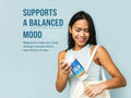 Natural Vitality CALM Magnesium Gummies 330mg Orange Flavour Bottle Lifestyle Image Supports Balanced Mood 120 Gummies