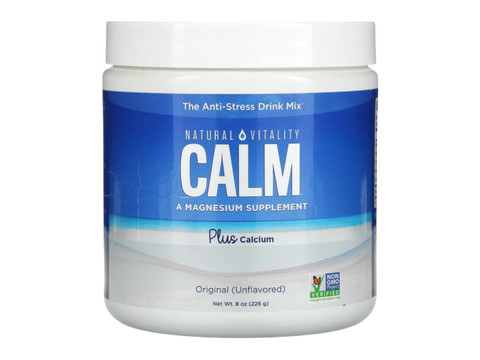 Natural Vitality CALM Plus Calcium Magnesium Drink Mix Original Unflavoured Powder 226g Container Front View
