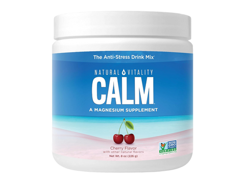 Natural Vitality CALM Magnesium Drink Mix Cherry Flavour Powder 226g Container Front View