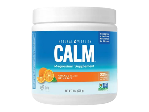 Natural Vitality CALM Magnesium Drink Mix Orange Flavour Powder 226g Container Front View