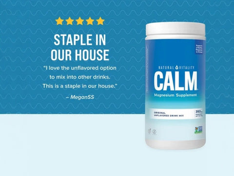 Natural Vitality CALM Magnesium Drink Mix Original Unflavoured Lifestyle Review Image 226g Powder