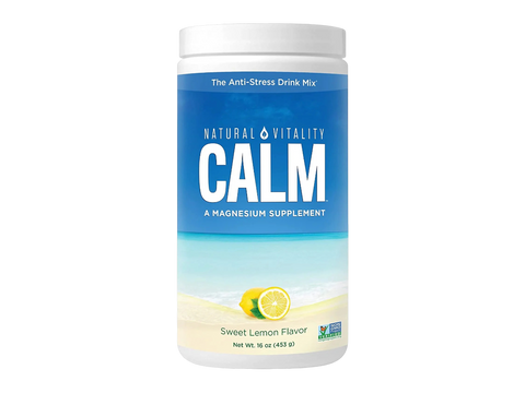Natural Vitality CALM Magnesium Drink Mix Sweet Lemon Flavour Powder 453g Container Front View
