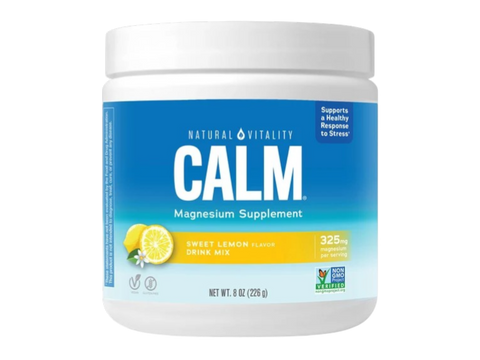 Natural Vitality CALM Magnesium Drink Mix Sweet Lemon Flavour Powder 226g Container Front View