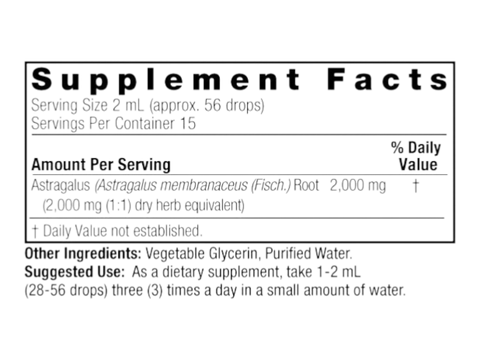 Nature's Answer Alcohol-Free Astragalus Root Extract 30ml supplement facts and directions