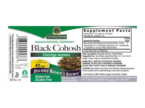 Nature's Answer Alcohol-Free Black Cohosh Root Extract 30ml barcode packaging