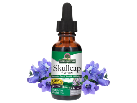 Nature's Answer Alcohol-Free Skullcap Herb Extract 30ml liquid supplement front label