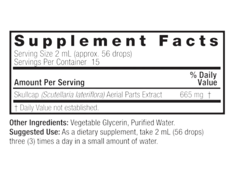 Nature's Answer Alcohol-Free Skullcap Herb Extract 30ml supplement facts and directions