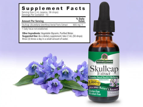 Nature's Answer Alcohol-Free Skullcap Herb Extract 30ml supplement facts and directions