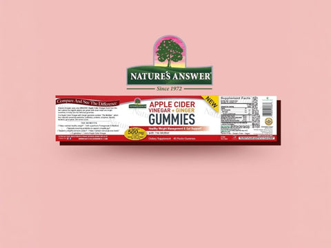 Nature's Answer Apple Cider Vinegar and Ginger Gummies 45 barcode packaging