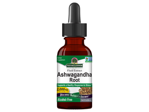 Nature’s Answer Ashwagandha root alcohol-free liquid extract 60ml bottle front label