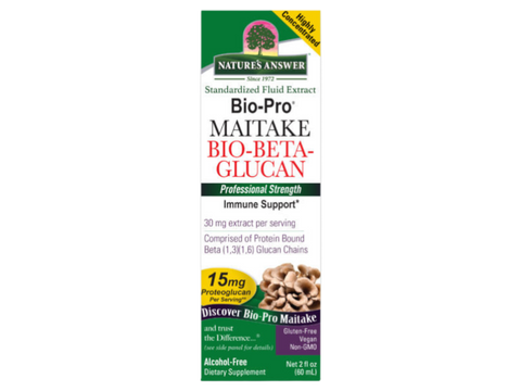Nature’s Answer Bio-Pro Maitake mushroom liquid extract alcohol-free 60ml box front label
