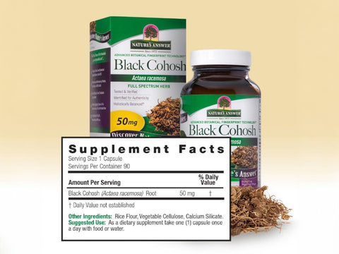 Nature's Answer Black Cohosh Root 50mg Capsules 90 supplement facts and directions