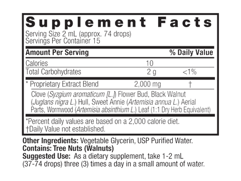Nature’s Answer Black Walnut Wormwood supplement facts 30ml bottle