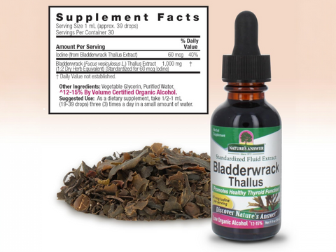 Nature’s Answer Bladderwrack liquid extract supplement facts 30ml bottle