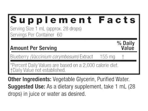 Nature's Answer Blueberry Fruit Extract 60ml supplement facts and directions