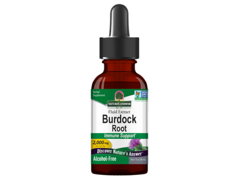 Nature’s Answer Burdock Root alcohol-free liquid extract 30ml bottle front label