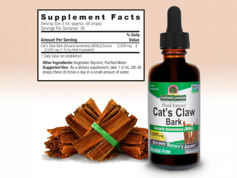 Nature's Answer Cat's Claw Bark Alcohol-Free Extract 60ml supplement facts and directions