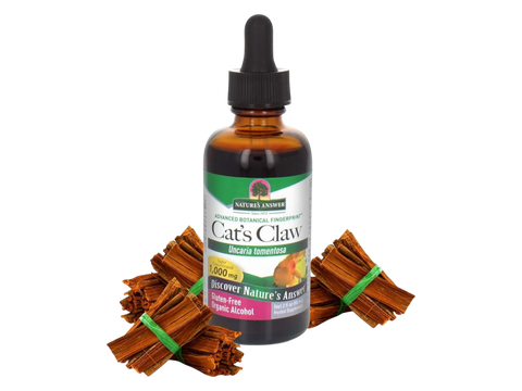 Nature’s Answer Cat’s Claw inner bark liquid extract 1000mg 60ml bottle front view on a white background