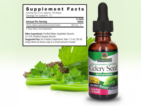 Nature’s Answer Celery Seed liquid extract supplement facts 30ml bottle
