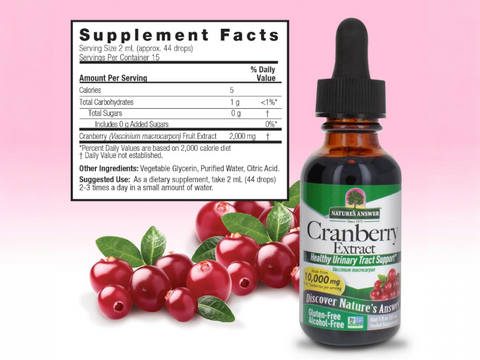 Nature's Answer Alcohol-Free Cranberry Extract 30ml supplement facts and directions