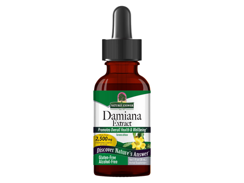 Nature’s Answer Damiana Leaf alcohol free liquid extract 2500mg 30ml bottle front view