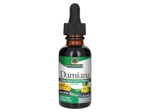 Nature’s Answer Damiana Leaf alcohol free liquid extract 2500mg 30ml bottle front view