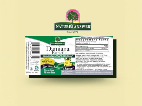 Nature’s Answer Damiana Leaf alcohol free liquid extract 30ml barcode