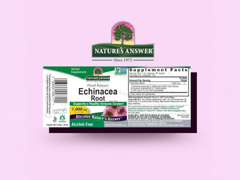 Nature’s Answer Echinacea Root alcohol free liquid extract 120ml barcode on a pink background