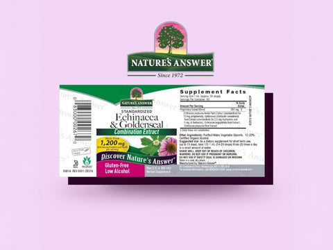 Nature’s Answer Echinacea Goldenseal liquid extract 60ml barcode on a pink background