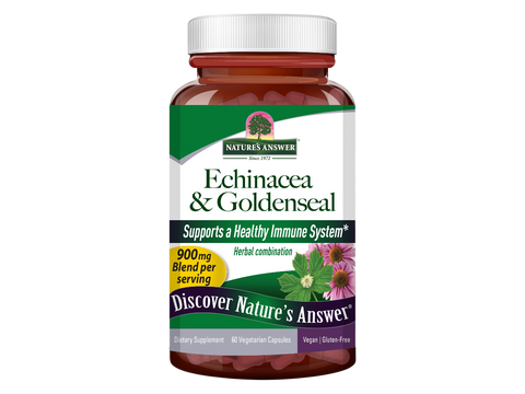 Nature’s Answer Echinacea and Goldenseal vegetarian capsules 60 count bottle front view on a white background