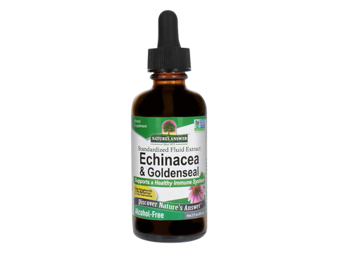 Nature’s Answer Echinacea and Goldenseal alcohol free liquid extract 60ml bottle front view on a white background