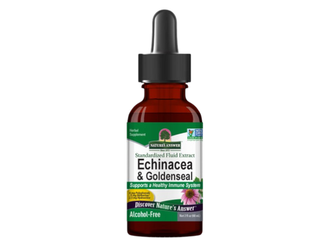 Nature’s Answer Echinacea and Goldenseal alcohol free liquid extract 60ml bottle front view on a white background