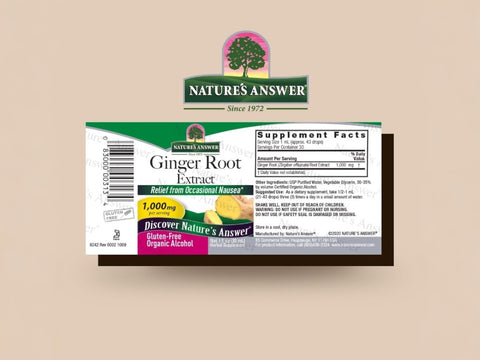 Nature’s Answer Ginger Root Liquid Extract 30ml barcode image on a beige background