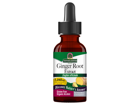 Nature’s Answer Ginger Root Liquid Extract with Organic Alcohol 30ml bottle front view on a white background