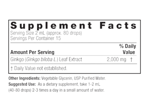 Nature's Answer Alcohol-Free Ginkgo Leaf Extract 30ml supplement facts and directions
