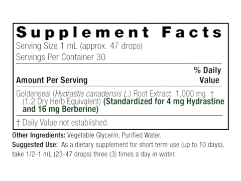 Nature's Answer Goldenseal Root Extract 30ml supplement facts and directions