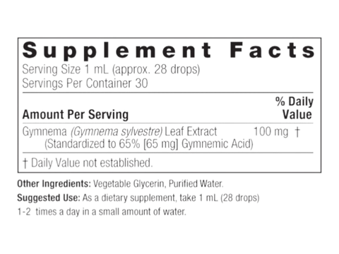Nature’s Answer Gymnema Leaf liquid extract supplement facts 30ml bottle