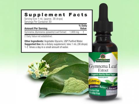Nature’s Answer Gymnema Leaf liquid extract supplement facts 30ml bottle
